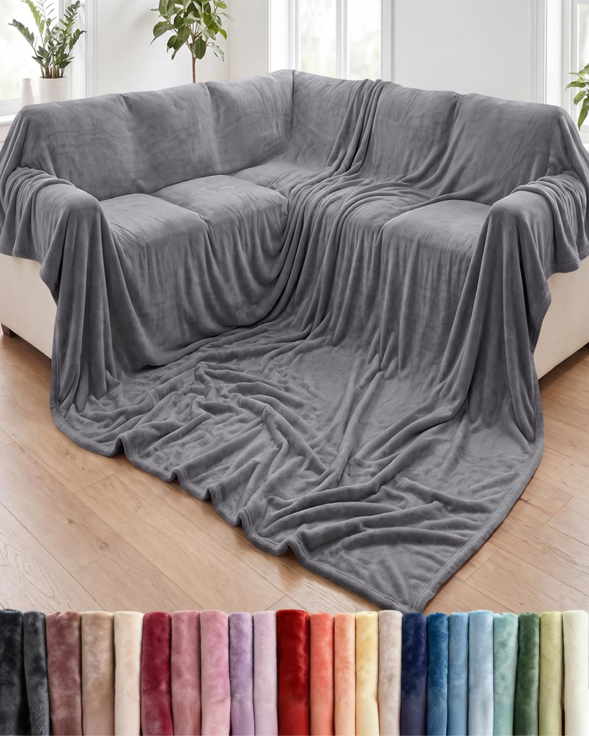 Fleece Blanket Throw Size - Ultra-Soft Warm Flannel Fleece Blanket - Cream