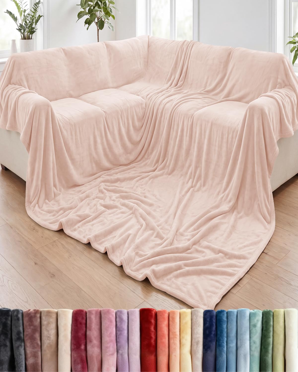 Fleece Blanket Throw Size - Ultra-Soft Warm Flannel Fleece Blanket - Cream