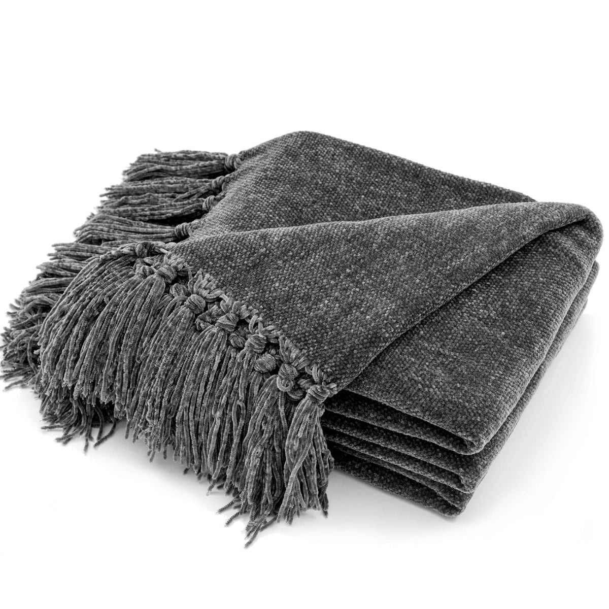 RECYCO Throw Blanket Soft Cozy Chenille Throw Blanket with Fringe Tassel for Couch Sofa Chair Bed Living Room Gift (Rust, 50" x 60")