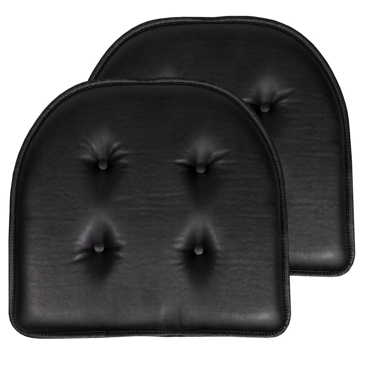 Sweet Home Collection Chair Cushion Memory Foam Pads Tufted Slip Non Skid Rubber Back U-Shaped 17" x 16" Seat Cover, 4 Count (Pack of 1), Army Green