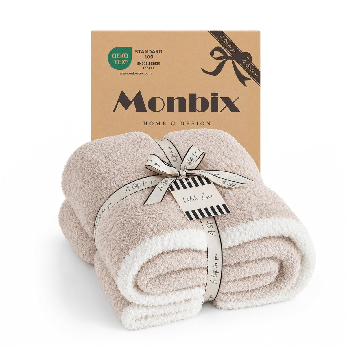 Monbix Throw Blanket for Couch-Room Decor Fuzzy Fleece Flannel Bed Blankets