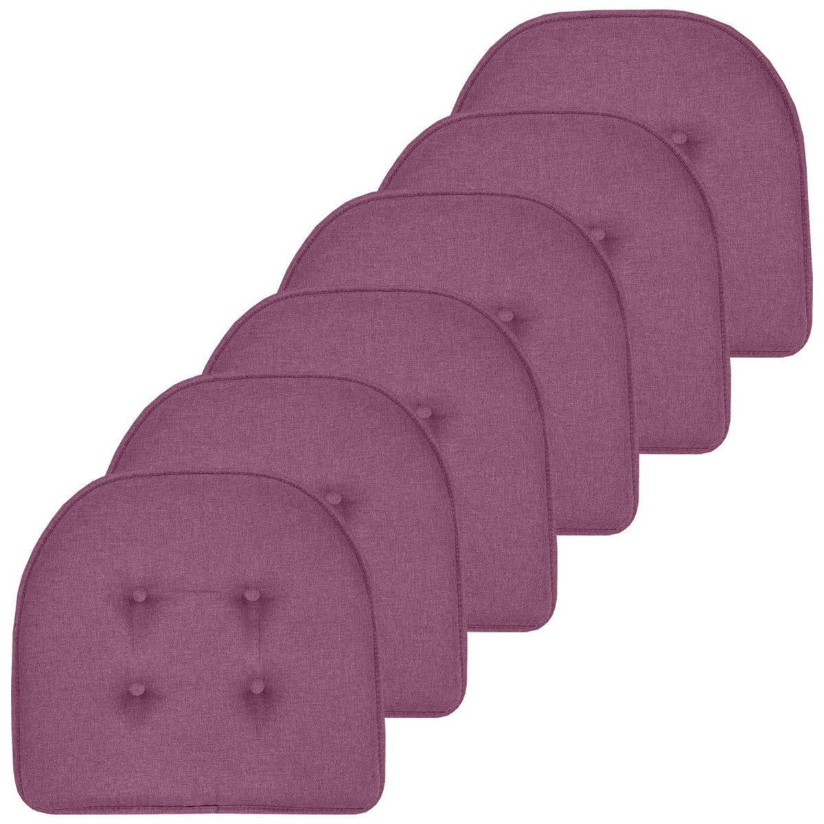 Sweet Home Collection Chair Cushion Memory Foam Pads Tufted Slip Non Skid Rubber Back U-Shaped 17" x 16" Seat Cover, 4 Count (Pack of 1), Army Green