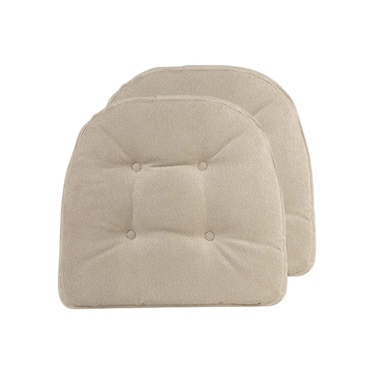 Klear Vu Omega Non-Slip Chair Cushions, Assembled in USA, U-Shaped Skid-Proof Seat Pads for Dining Room, Kitchen, Office, 15"x16" 4 Pack Slub Natural 4 Count