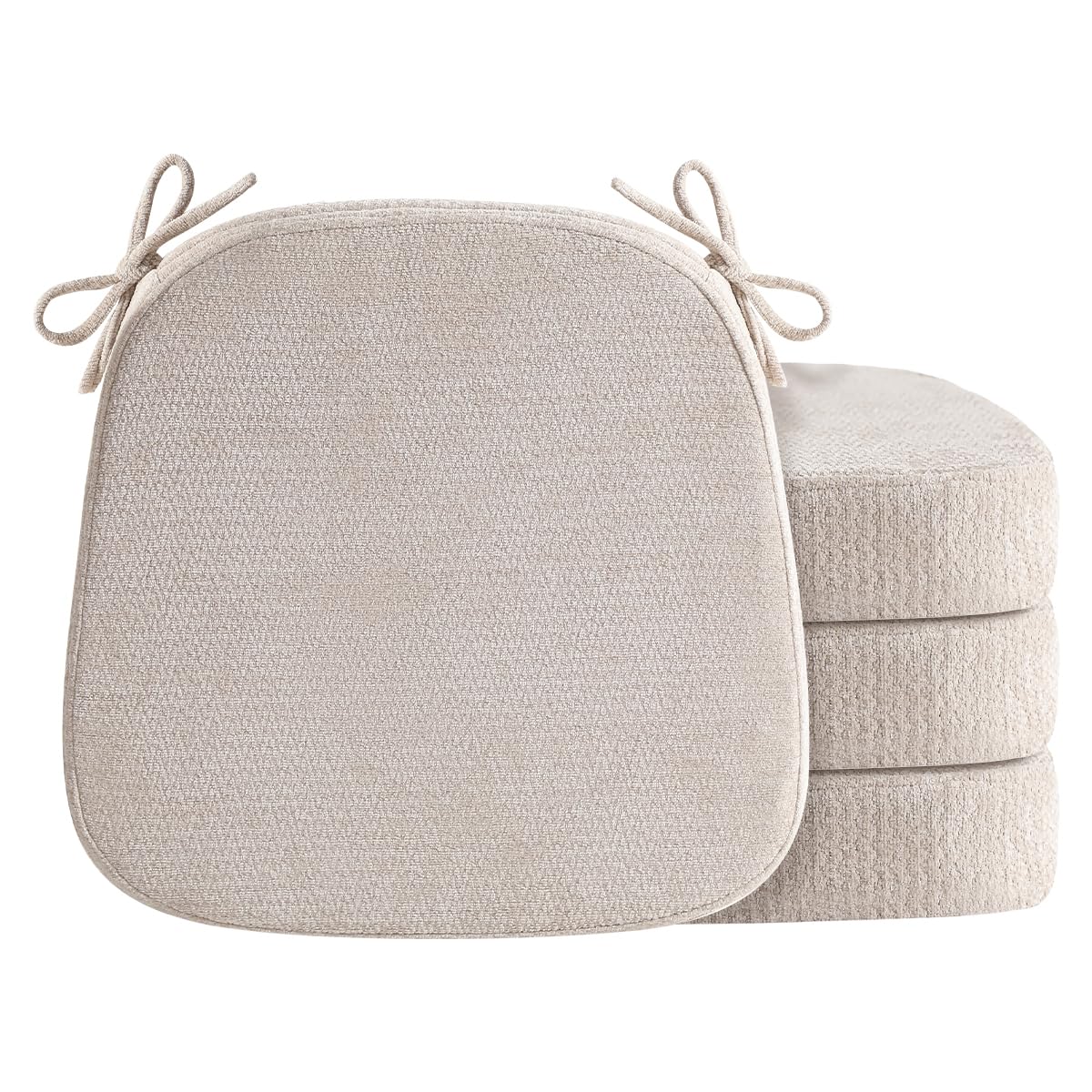 Chair Cushions for Dining Chairs, Washable Chair Pads, Beige, 4 Pack