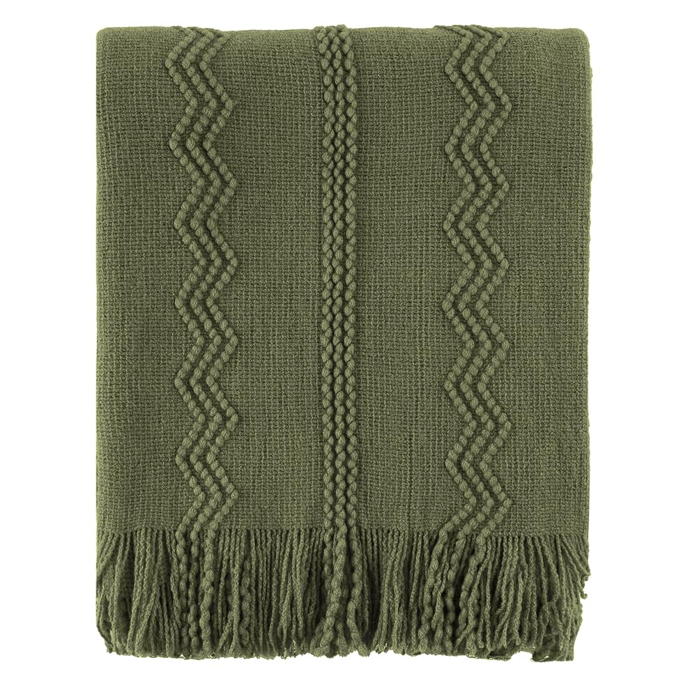 BATTILO HOME Khaki Throw Blanket for Couch, Boho Bed Tan Throws, Spring Decorative Taupe Throw for Sofa Foot of Bed, 50"x60"