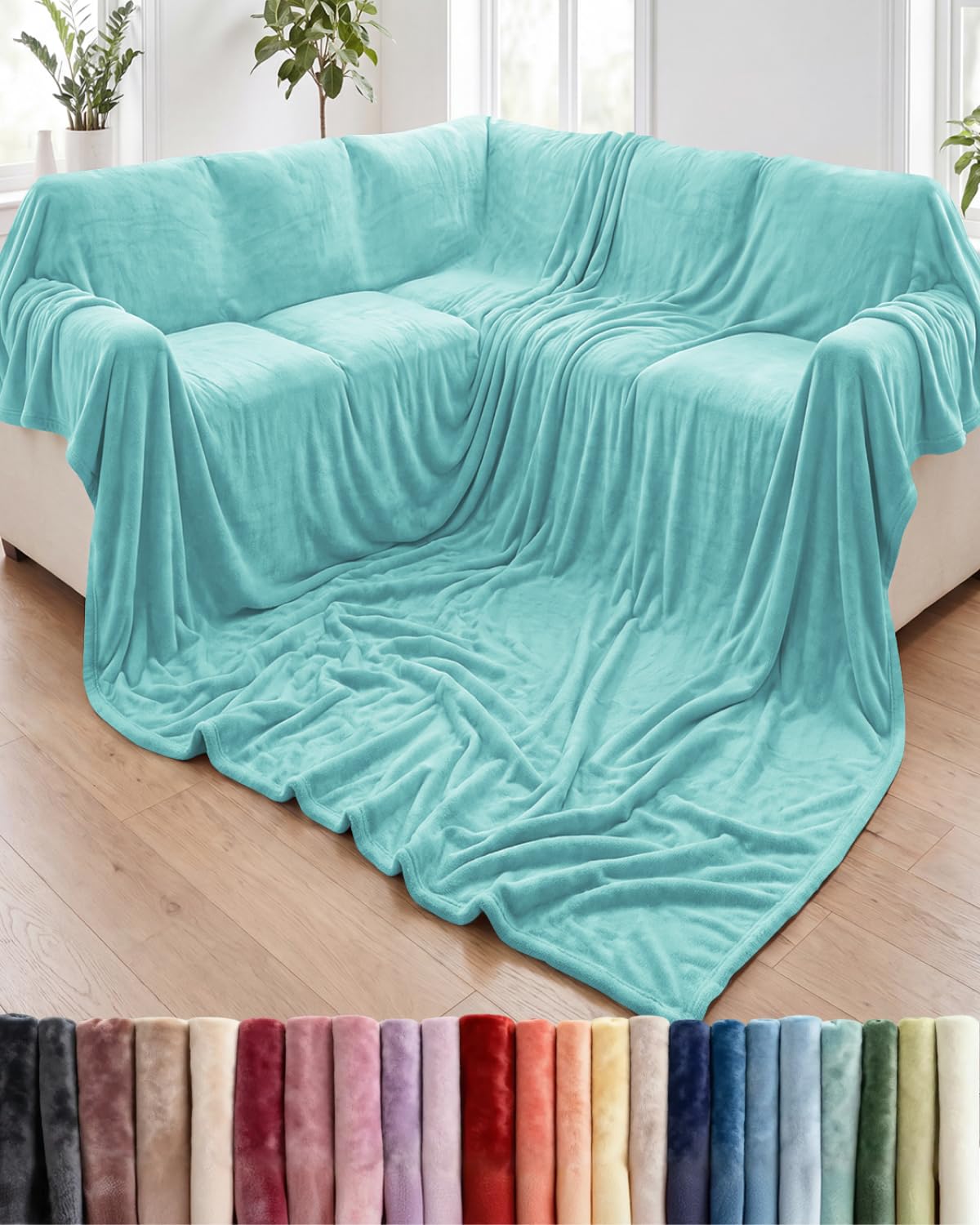 Fleece Blanket Throw Size - Ultra-Soft Warm Flannel Fleece Blanket - Cream