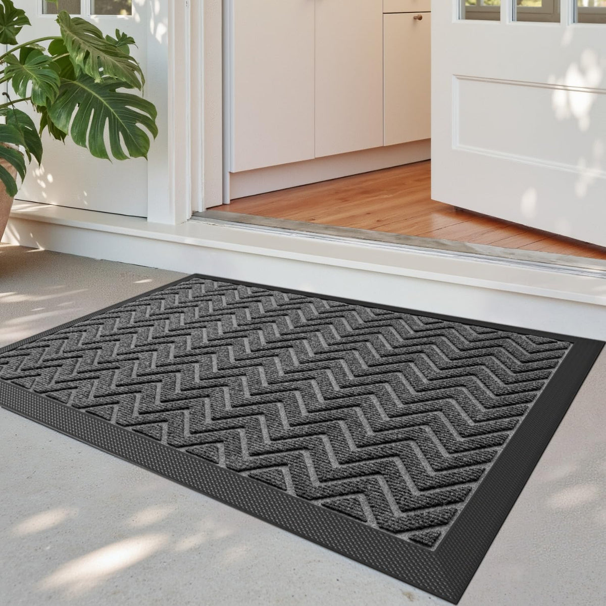 DEXI Front Door Mat Outside Entrance 48x72 Rubber Entry Doormat Brown