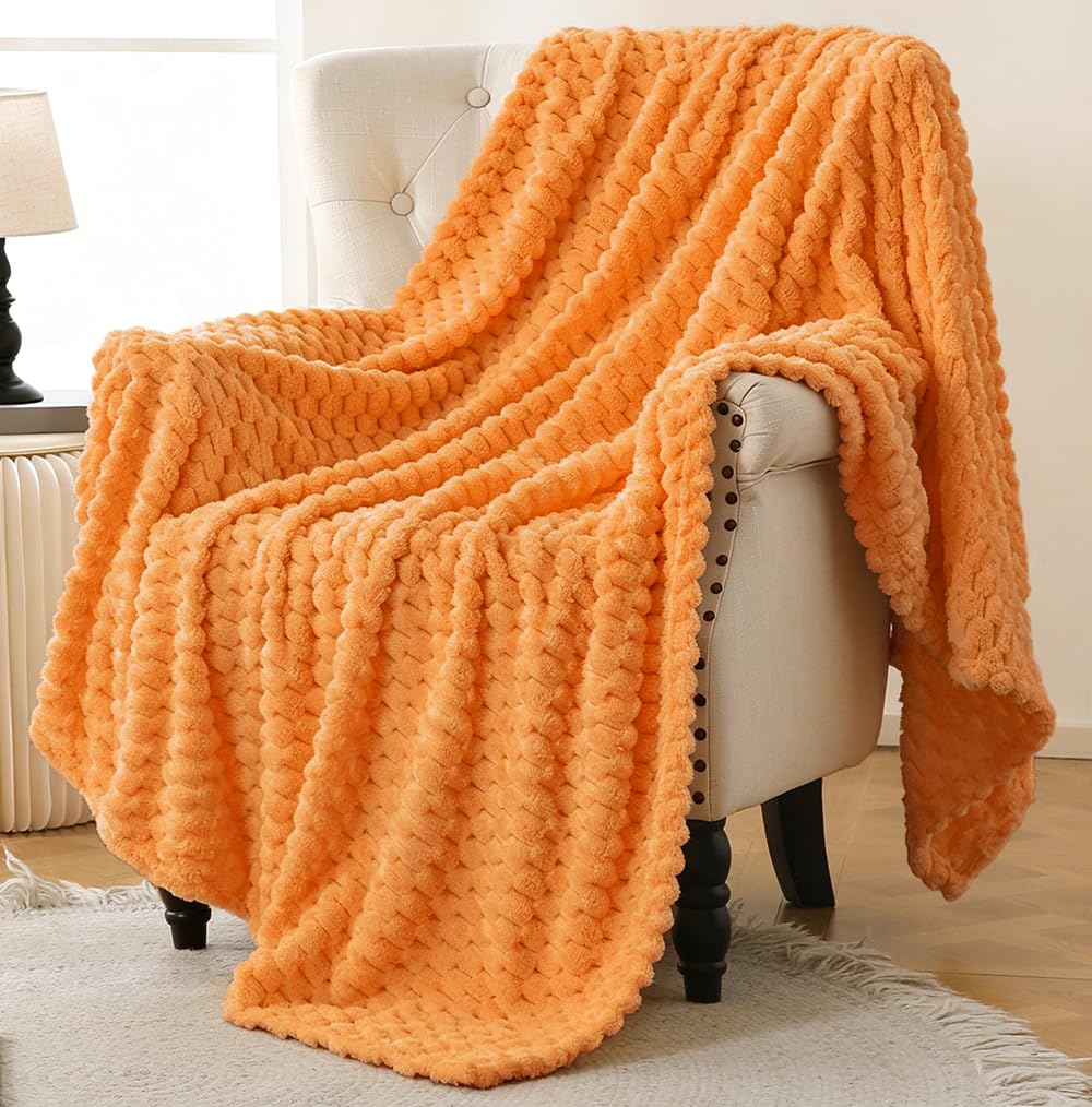 Bnuitland Burnt Orange Flannel Throw Blanket (50X40 inches), 300 GSM Fleece Cozy Warm Soft Lightweight Bed Sofa Blanket for Babys and Pets, Suitable for All Seasons