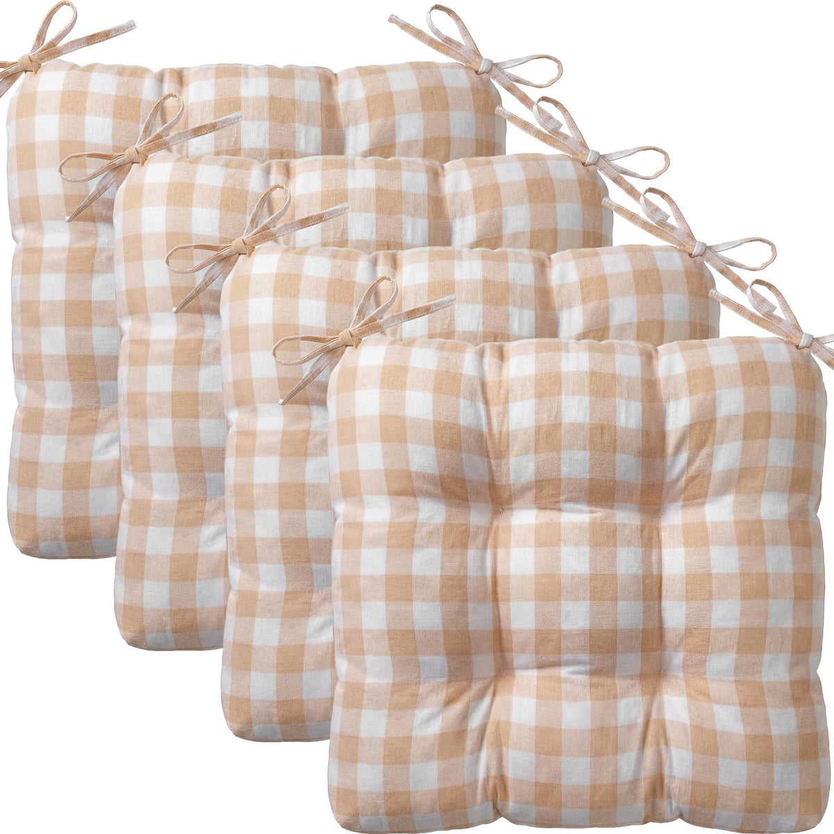 Geetery 4 Pack Chair Cushions, 16" x 15",Black and White,Plaid
