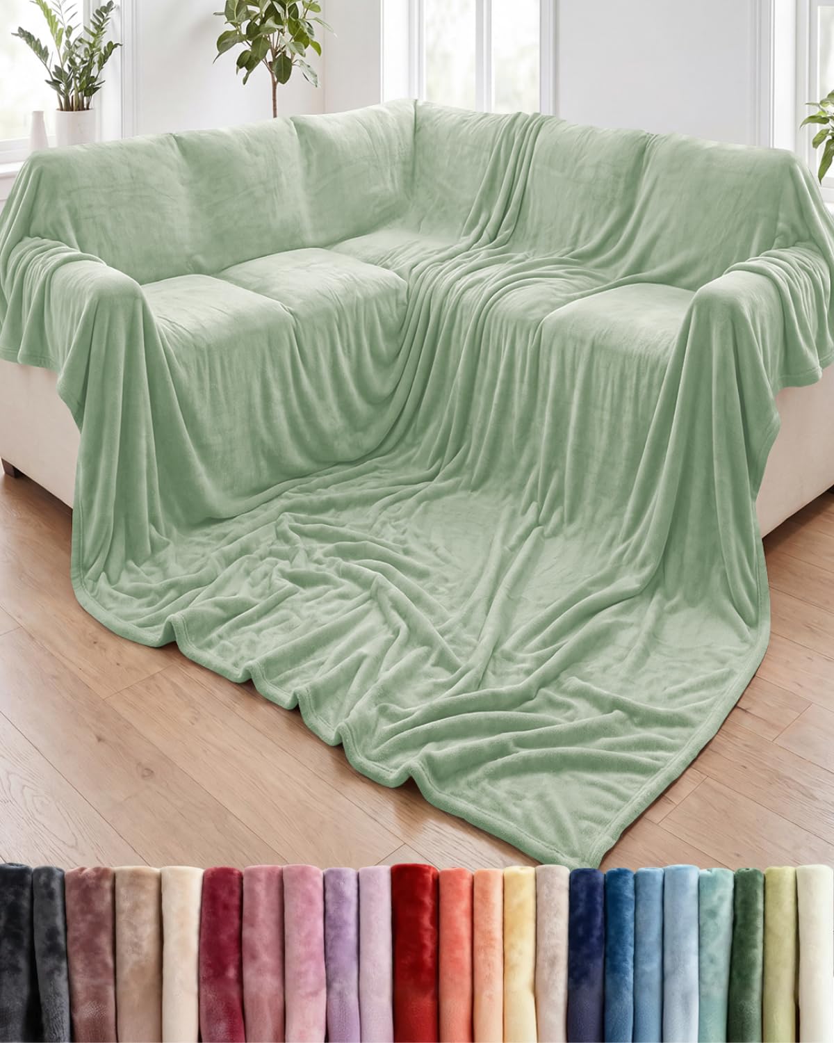 Fleece Blanket Throw Size - Ultra-Soft Warm Flannel Fleece Blanket - Cream