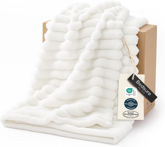 Bedsure Soft Cozy Throw Blanket for Couch Decor Gift Off White 50"x70"