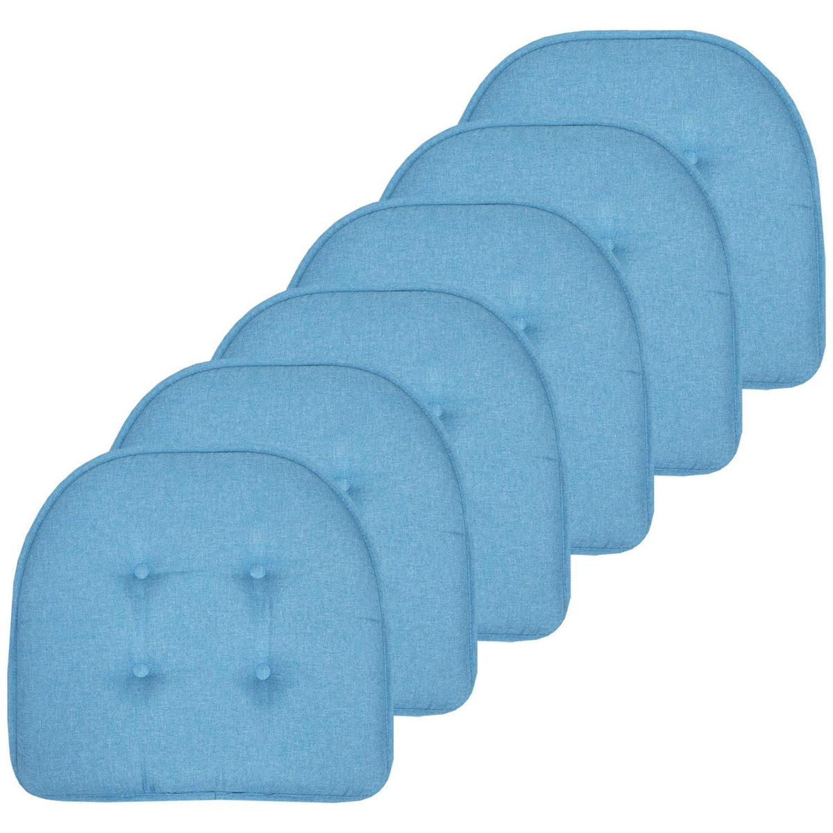 Sweet Home Collection Chair Cushion Memory Foam Pads Tufted Slip Non Skid Rubber Back U-Shaped 17" x 16" Seat Cover, 4 Count (Pack of 1), Army Green