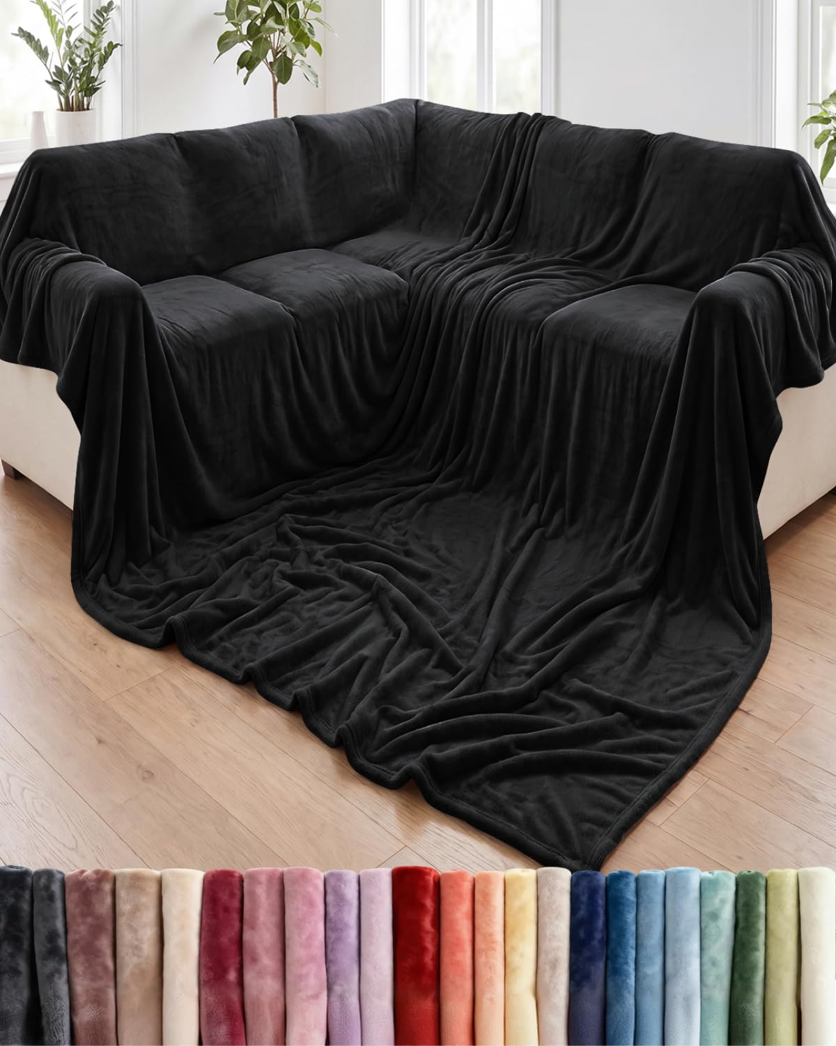 Fleece Blanket Throw Size - Ultra-Soft Warm Flannel Fleece Blanket - Cream
