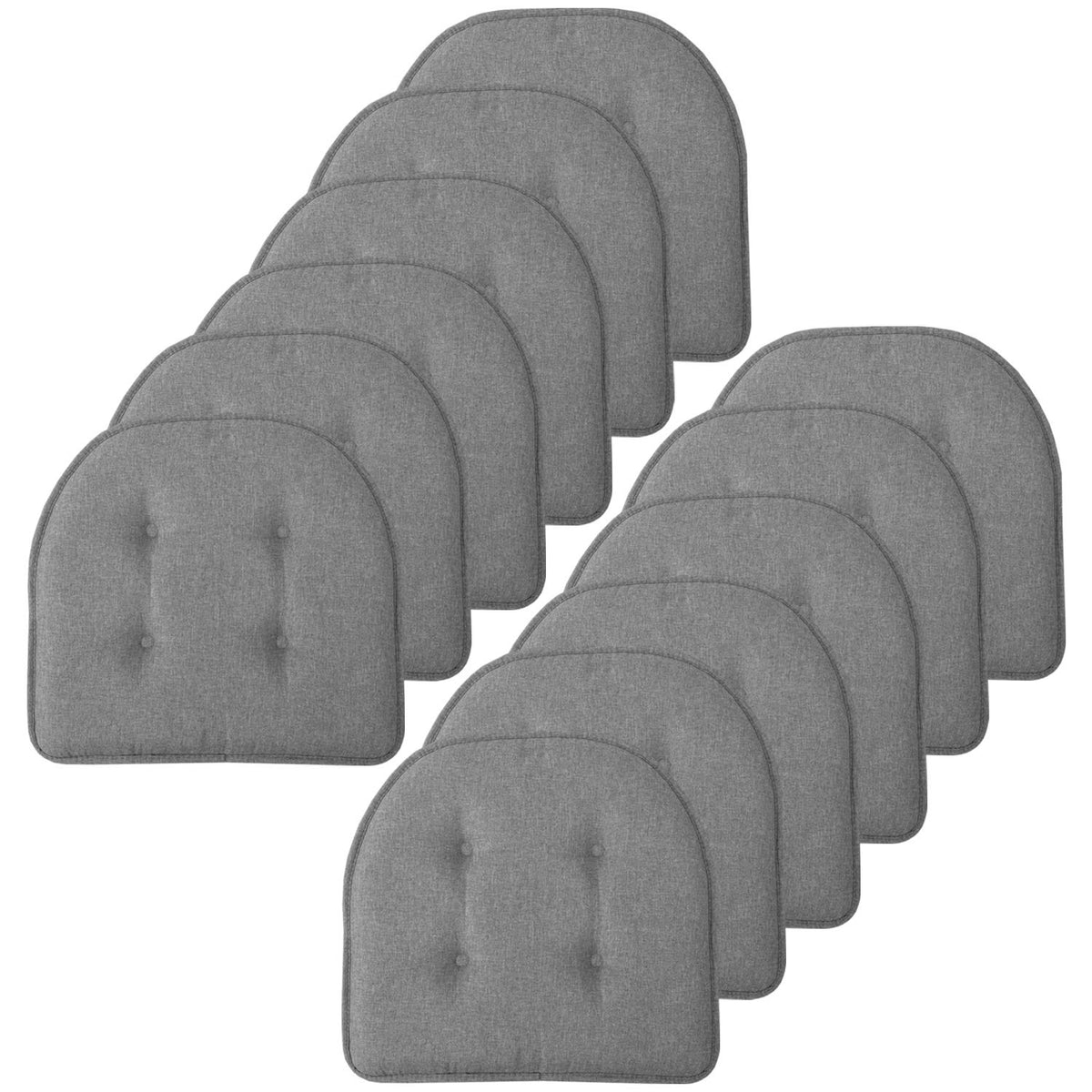 Sweet Home Collection Chair Cushion Memory Foam Pads Tufted Slip Non Skid Rubber Back U-Shaped 17" x 16" Seat Cover, 4 Count (Pack of 1), Army Green