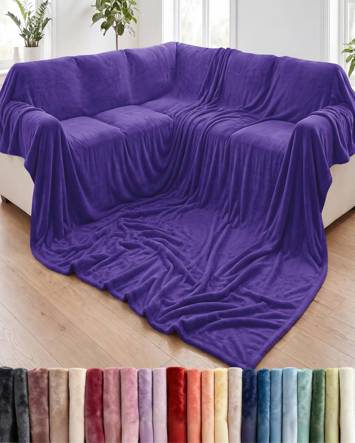 Fleece Blanket Throw Size - Ultra-Soft Warm Flannel Fleece Blanket - Cream