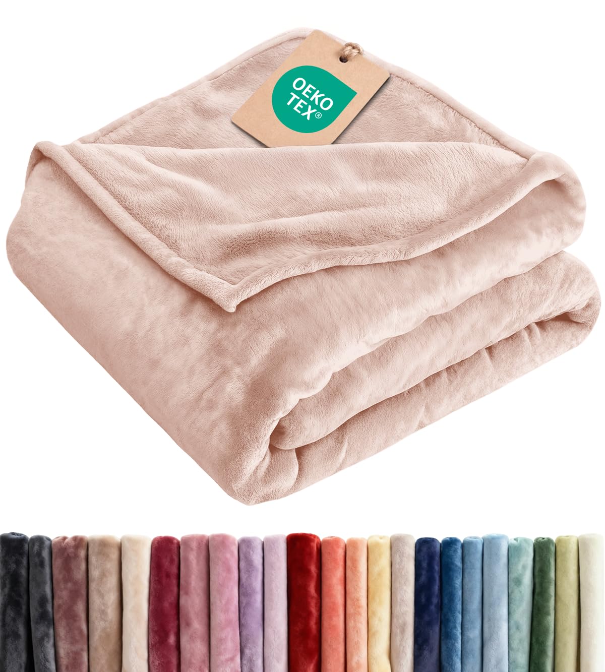 Fleece Blanket Throw Size - Ultra-Soft Warm Flannel Fleece Blanket - Cream