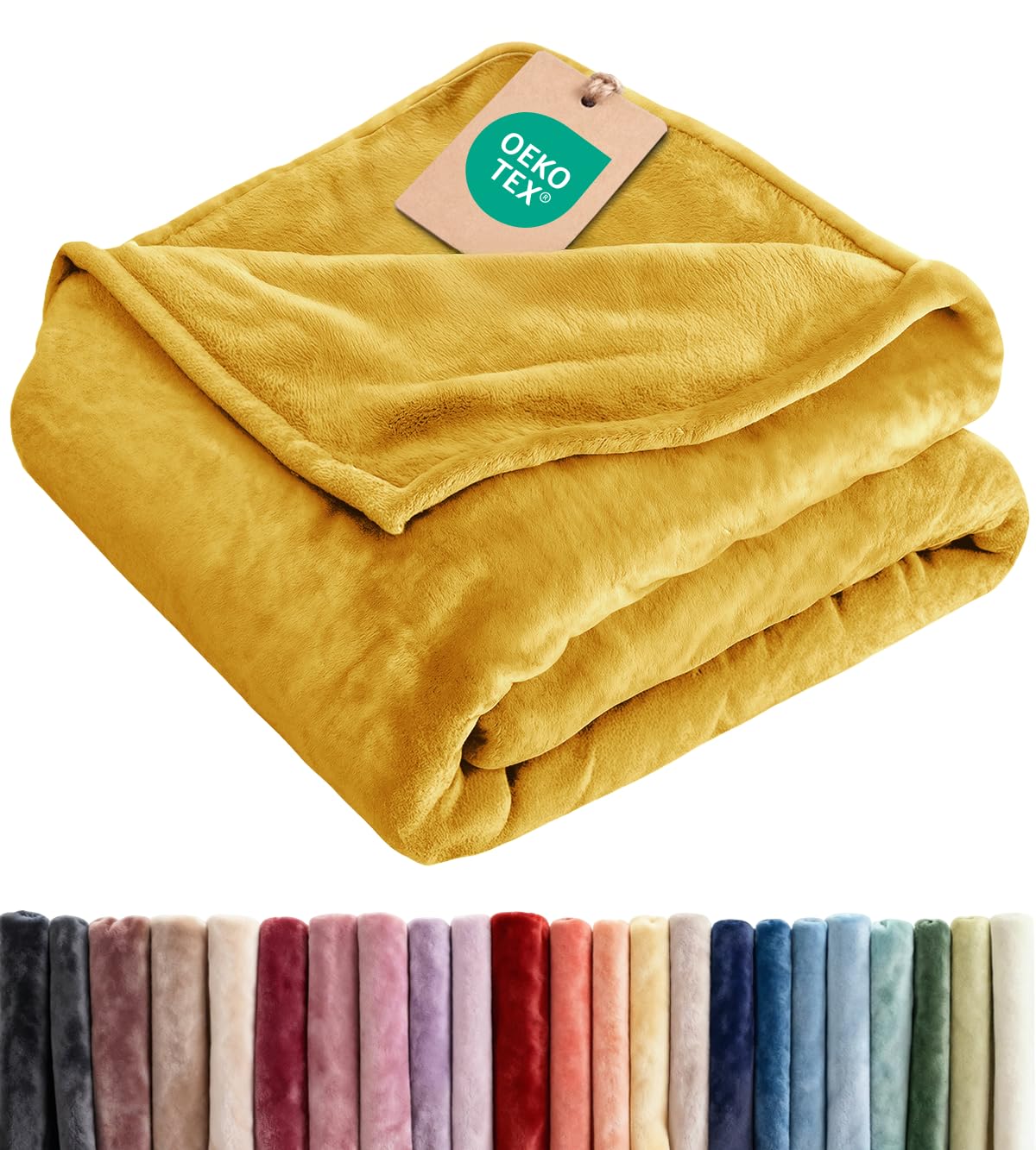 Fleece Blanket Throw Size - Ultra-Soft Warm Flannel Fleece Blanket - Cream