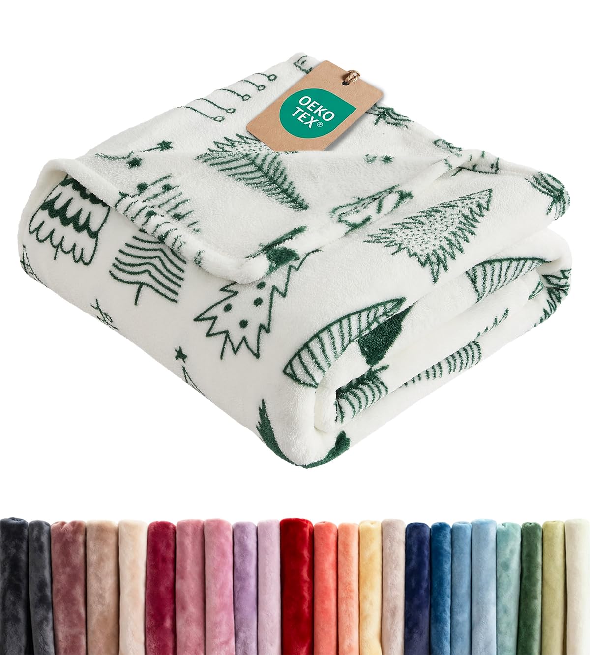 Fleece Blanket Throw Size - Ultra-Soft Warm Flannel Fleece Blanket - Cream