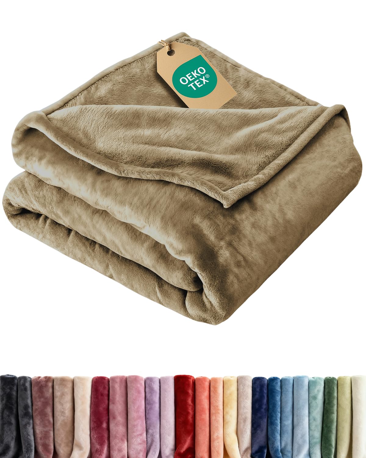 Fleece Blanket Throw Size - Ultra-Soft Warm Flannel Fleece Blanket - Cream