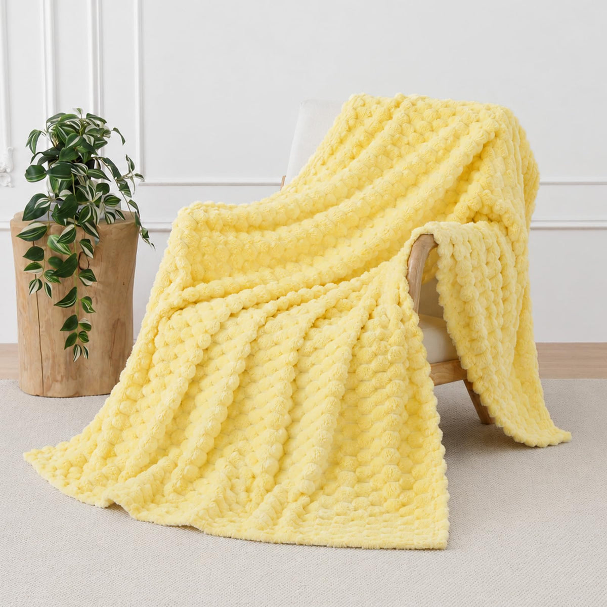 Fleece Throw Blanket, Light Brown, 50"×60" for Couch Sofa Bed