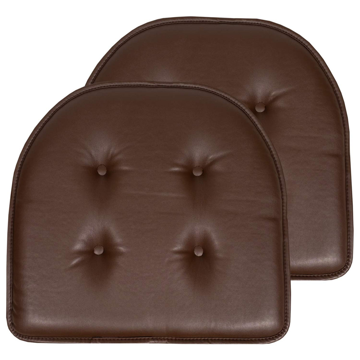 Sweet Home Collection Chair Cushion Memory Foam Pads Tufted Slip Non Skid Rubber Back U-Shaped 17" x 16" Seat Cover, 4 Count (Pack of 1), Army Green