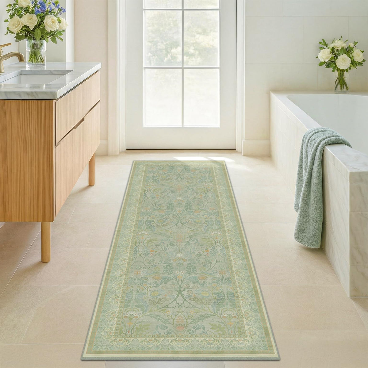 Dark Brown 2x3 Washable Entry Rug, Throw Small Rugs for Entryway Kitchen Bathroom Indoor Door Mat, Farmhouse Floral & Botanical Door Mats, Low Pile Soft Stain Resistant Carpet