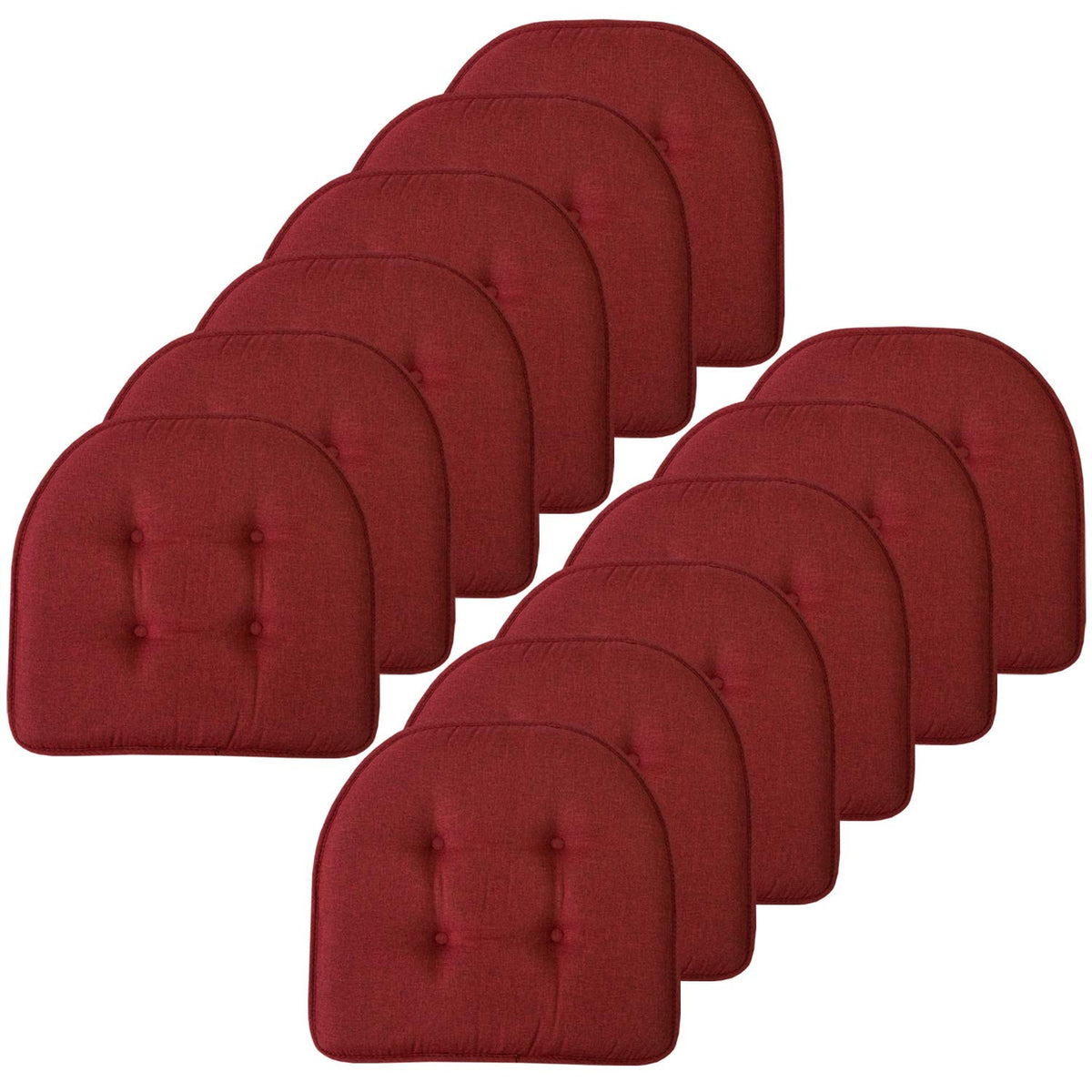Sweet Home Collection Chair Cushion Memory Foam Pads Tufted Slip Non Skid Rubber Back U-Shaped 17" x 16" Seat Cover, 4 Count (Pack of 1), Army Green