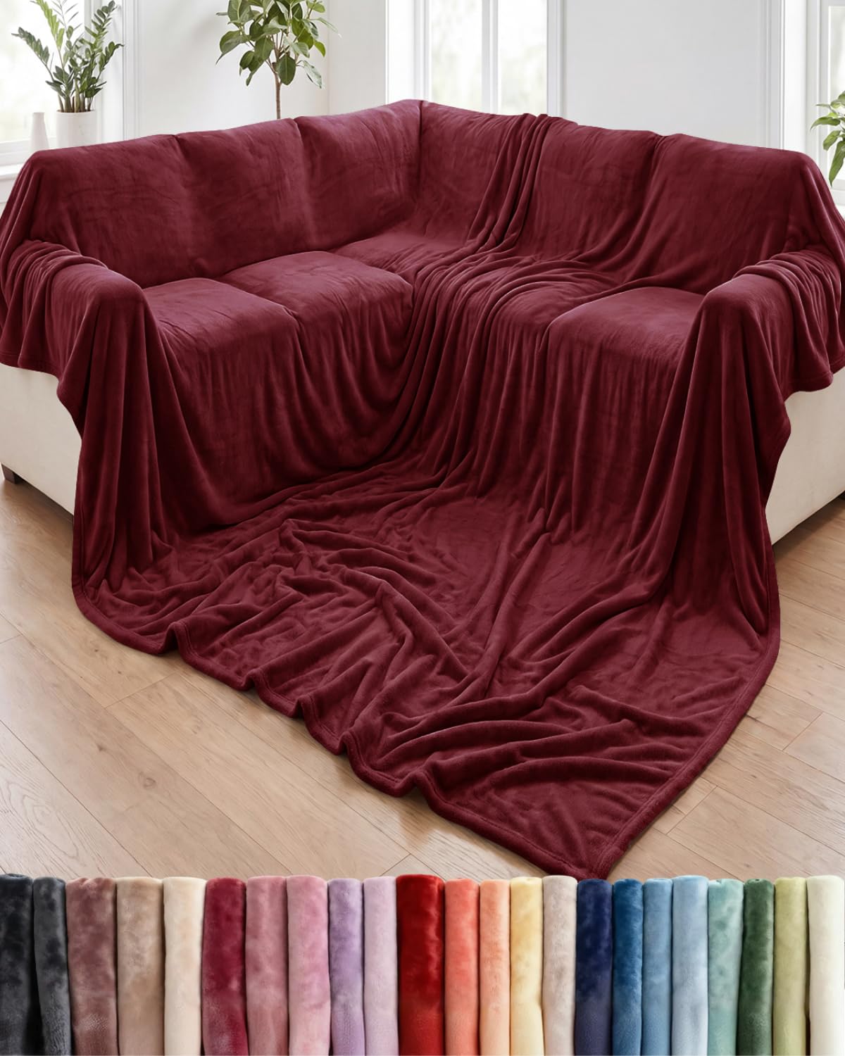 Fleece Blanket Throw Size - Ultra-Soft Warm Flannel Fleece Blanket - Cream