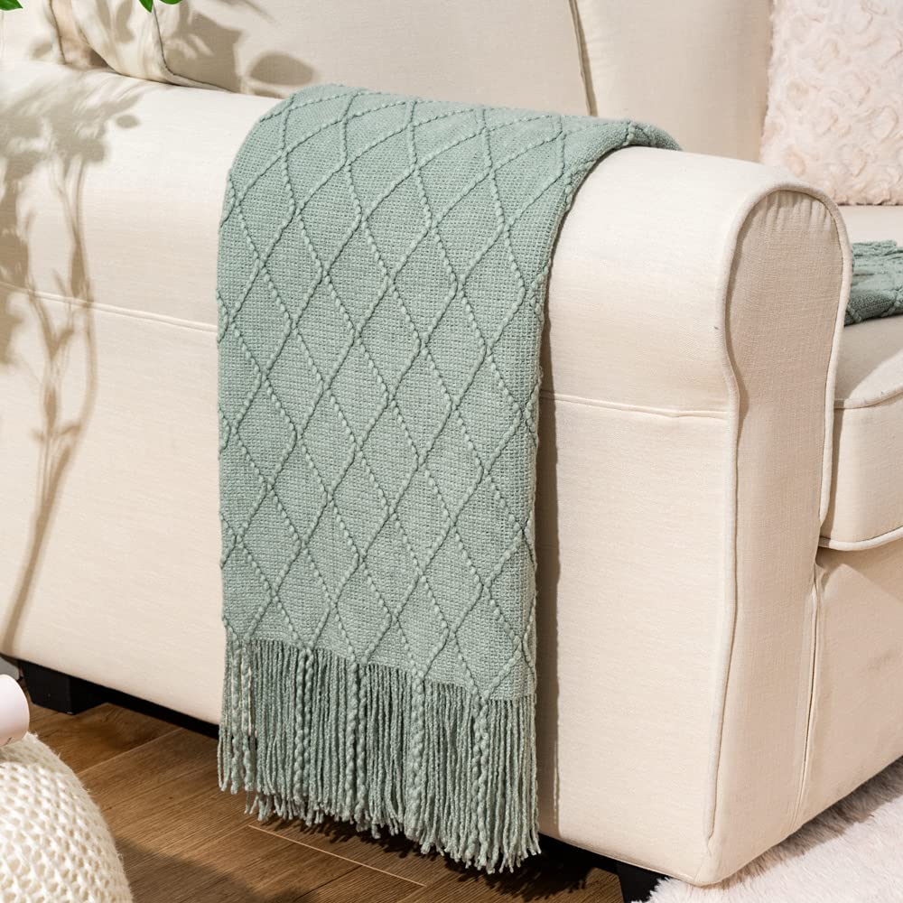 BATTILO HOME Khaki Throw Blanket for Couch, Boho Bed Tan Throws, Spring Decorative Taupe Throw for Sofa Foot of Bed, 50"x60"