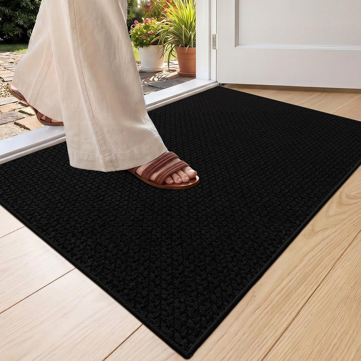 Color&Geometry Ultra-Thin Indoor Door Mat Entrance, 17"x30" Heather Khaki