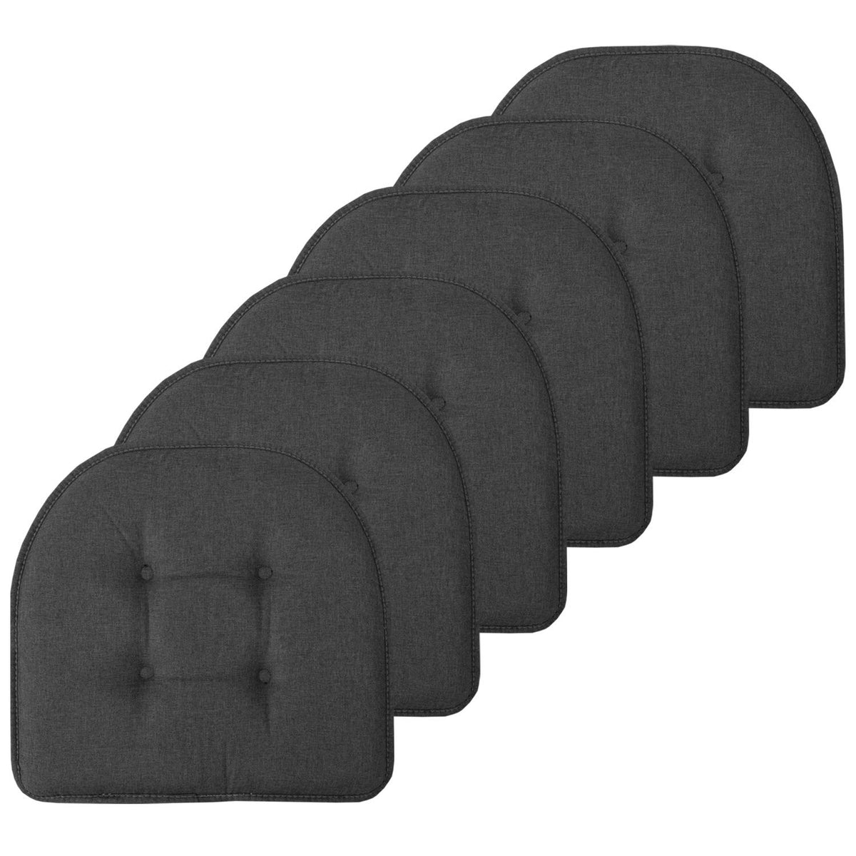 Sweet Home Collection Chair Cushion Memory Foam Pads Tufted Slip Non Skid Rubber Back U-Shaped 17" x 16" Seat Cover, 4 Count (Pack of 1), Army Green