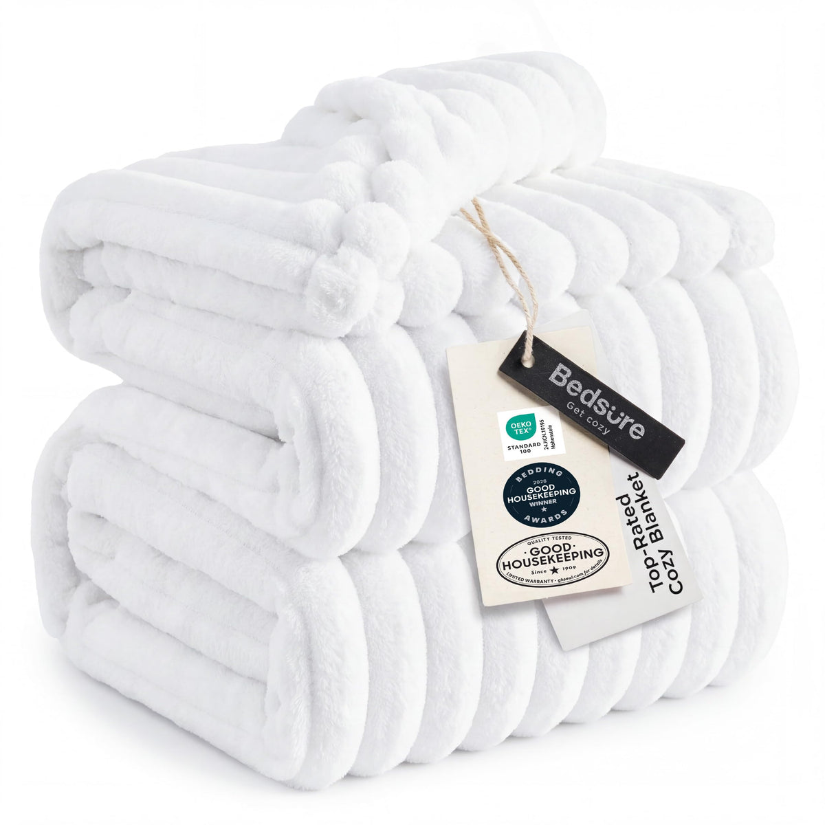 Bedsure GentleSoft White Throw Blanket for Couch - Halloween Decorations for Fall Home Living Room Decor, Cozy Fleece Blanket, Christmas Birthday Gifts for Women Mom Her Girls, Off White, 50x60 in