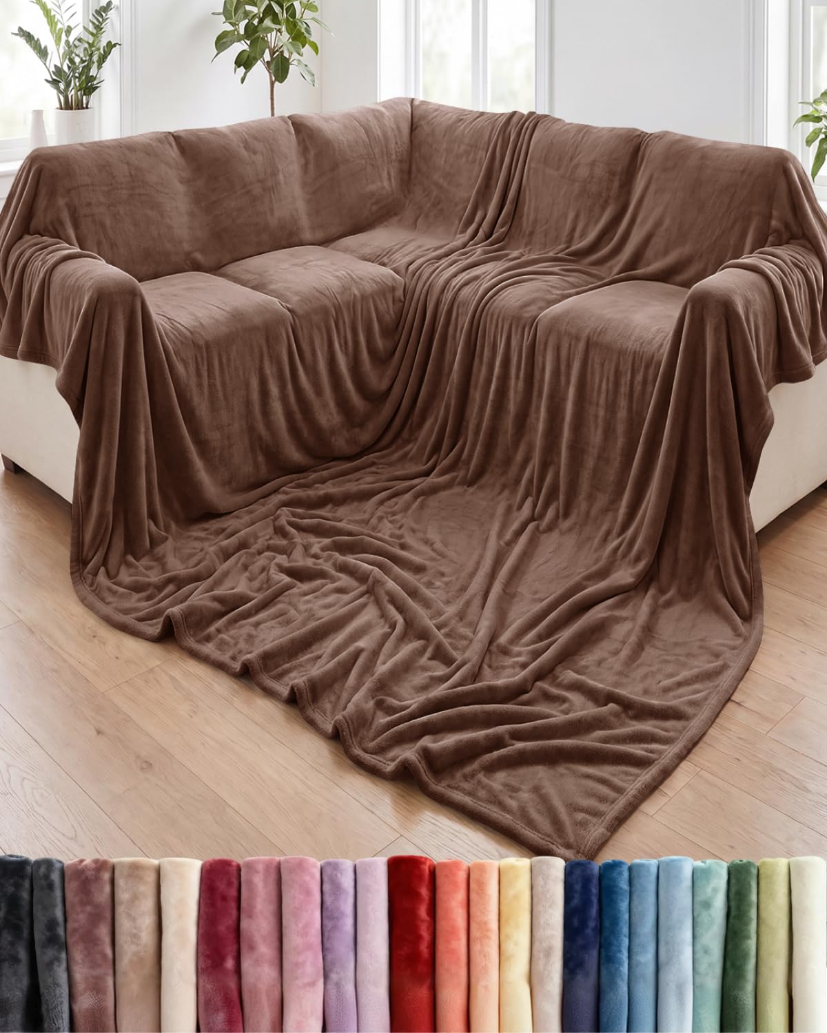 Fleece Blanket Throw Size - Ultra-Soft Warm Flannel Fleece Blanket - Cream