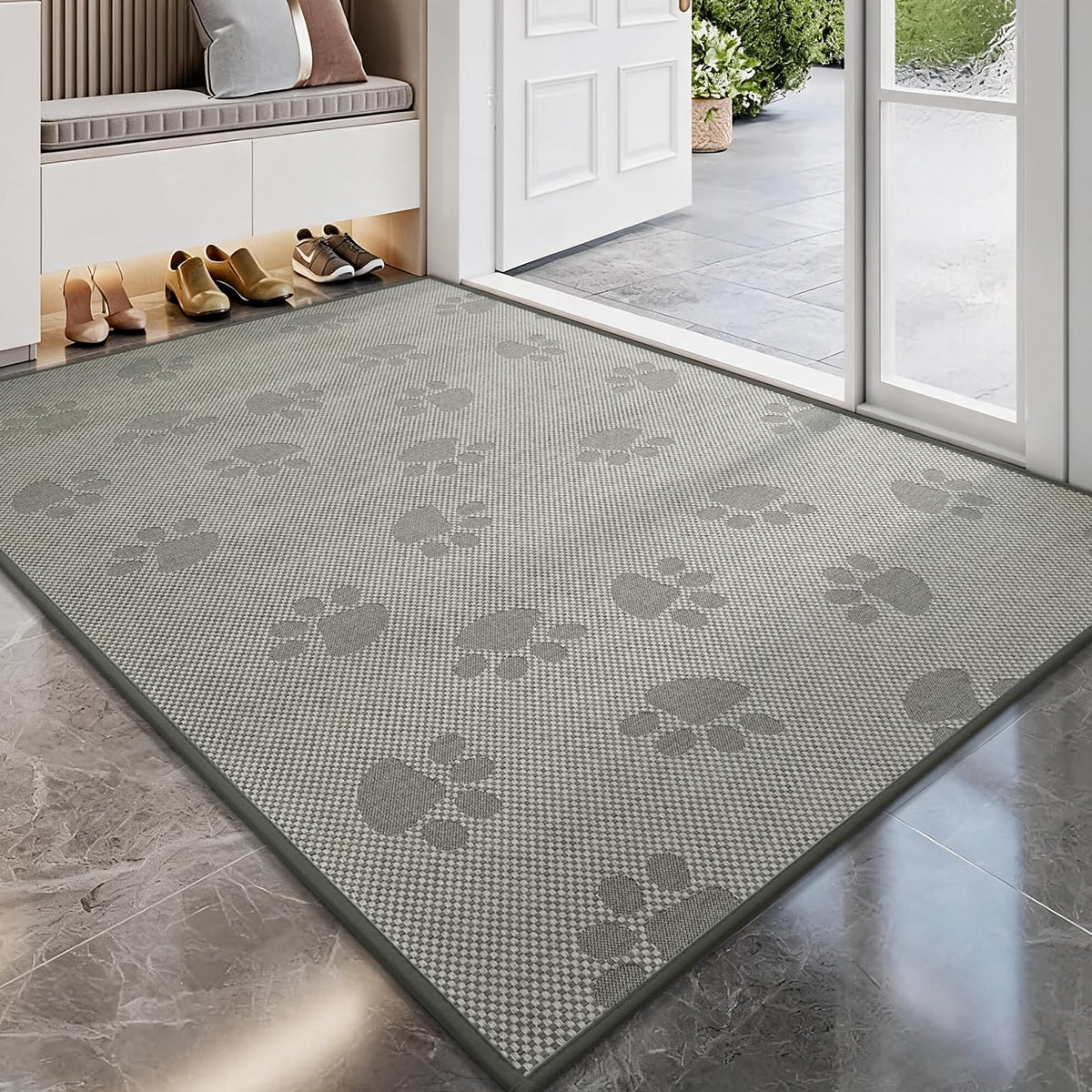 YDKGL Front Door Mat Indoor Entrance Non Slip Entry Doormat Gray 17"x30"