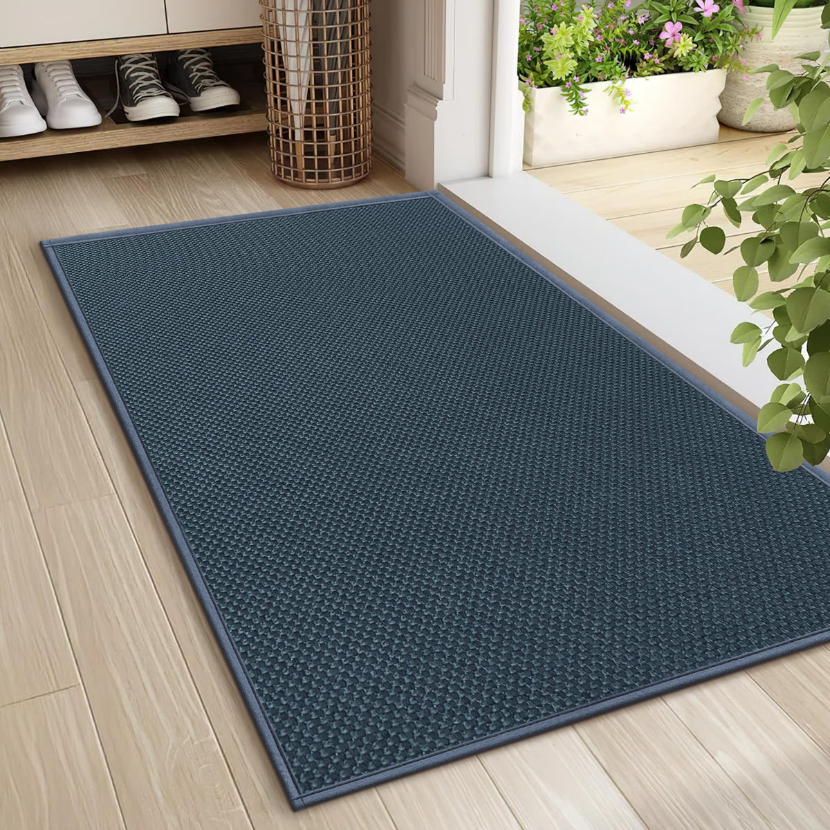 LEKEEPGO Door Mat 17"x29", Non Slip Washable Indoor Door Mat, Khaki