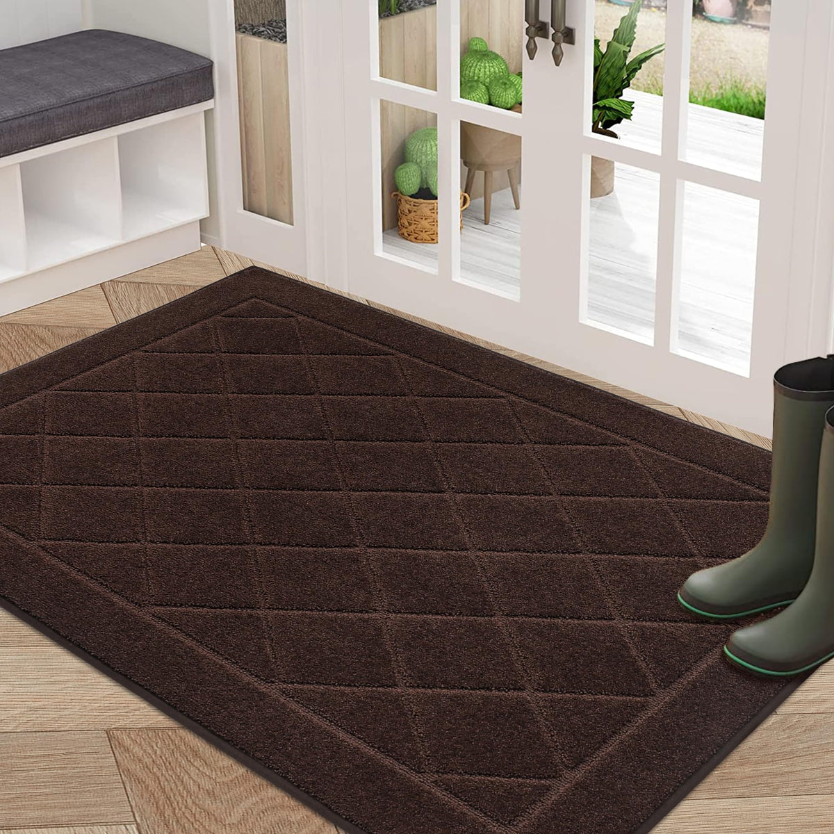 BEQHAUSE Dirt Trapper Door Mat 32" x 48", Doormat Non-Slip, Dark Grey