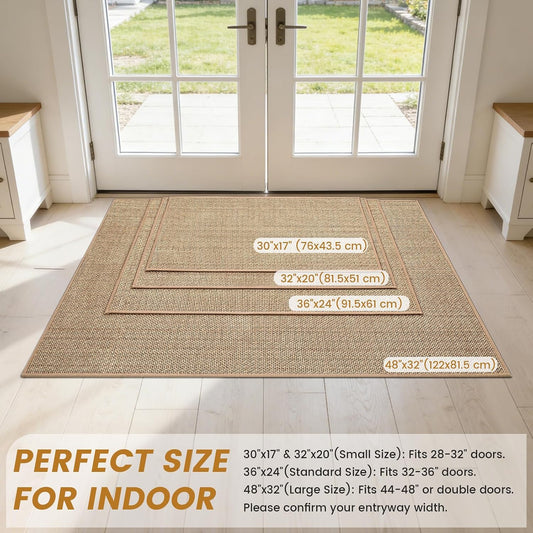 SMILOOL Front Door Mat Indoor Entrance, 17" x 30" Non-Slip Inside Door Mats for Entryway, Dirt Resistant and Absorbent Washable Doormat, Low Profile Entry Way Doormats, Floor Mats for House, Beige