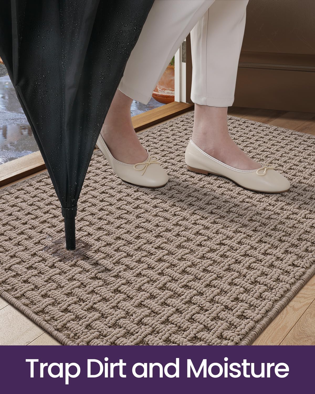 DEXI Door Mat Indoor Entrance 24x36, Entryway Doormats, Beige