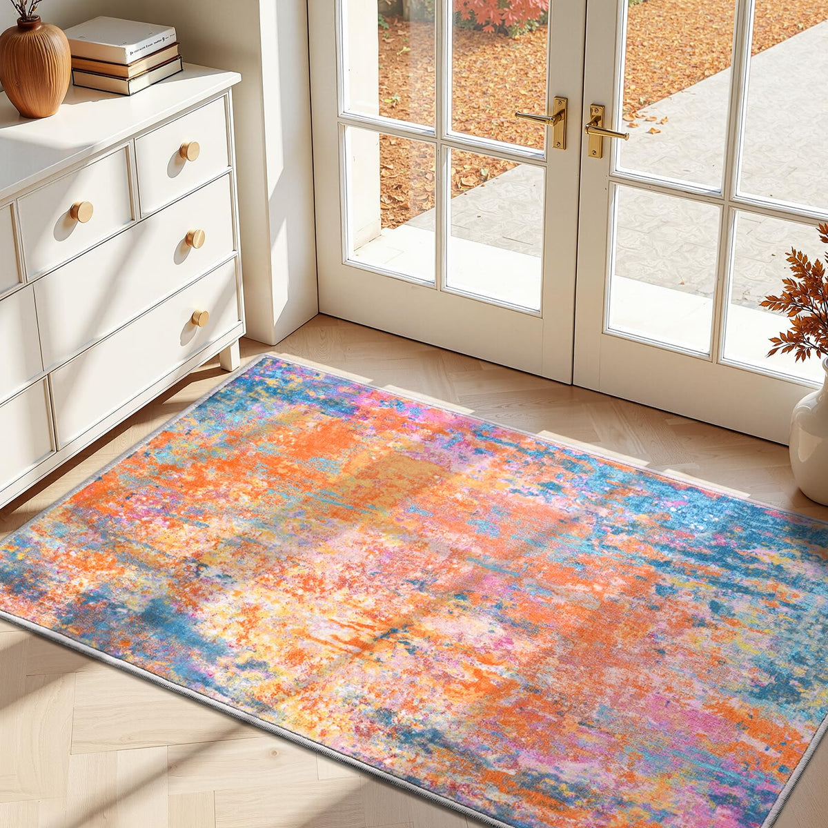 Entrance Rugs Indoor 2x3 Grey Entry Rug Washable Abstract Small Area Rug Non-Slip Low Pile Throw Rugs for Entryway, Kitchen Floor, Front Door Indoor Door Mat, Bathroom, Bedroom Bedside