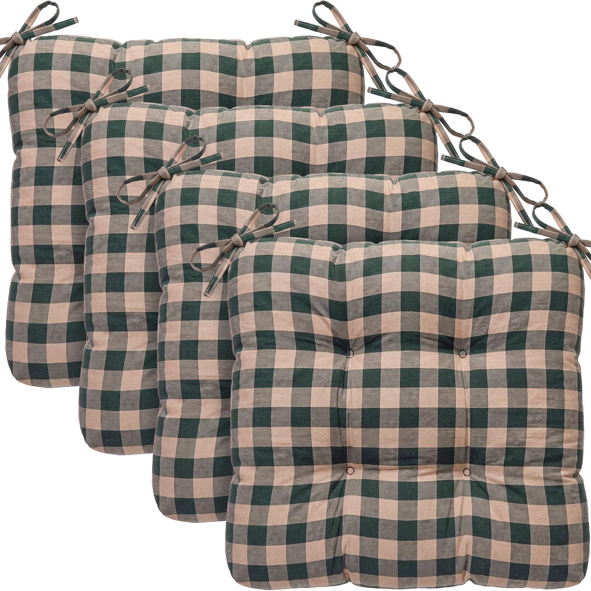 Geetery 4 Pack Chair Cushions, 16" x 15",Black and White,Plaid