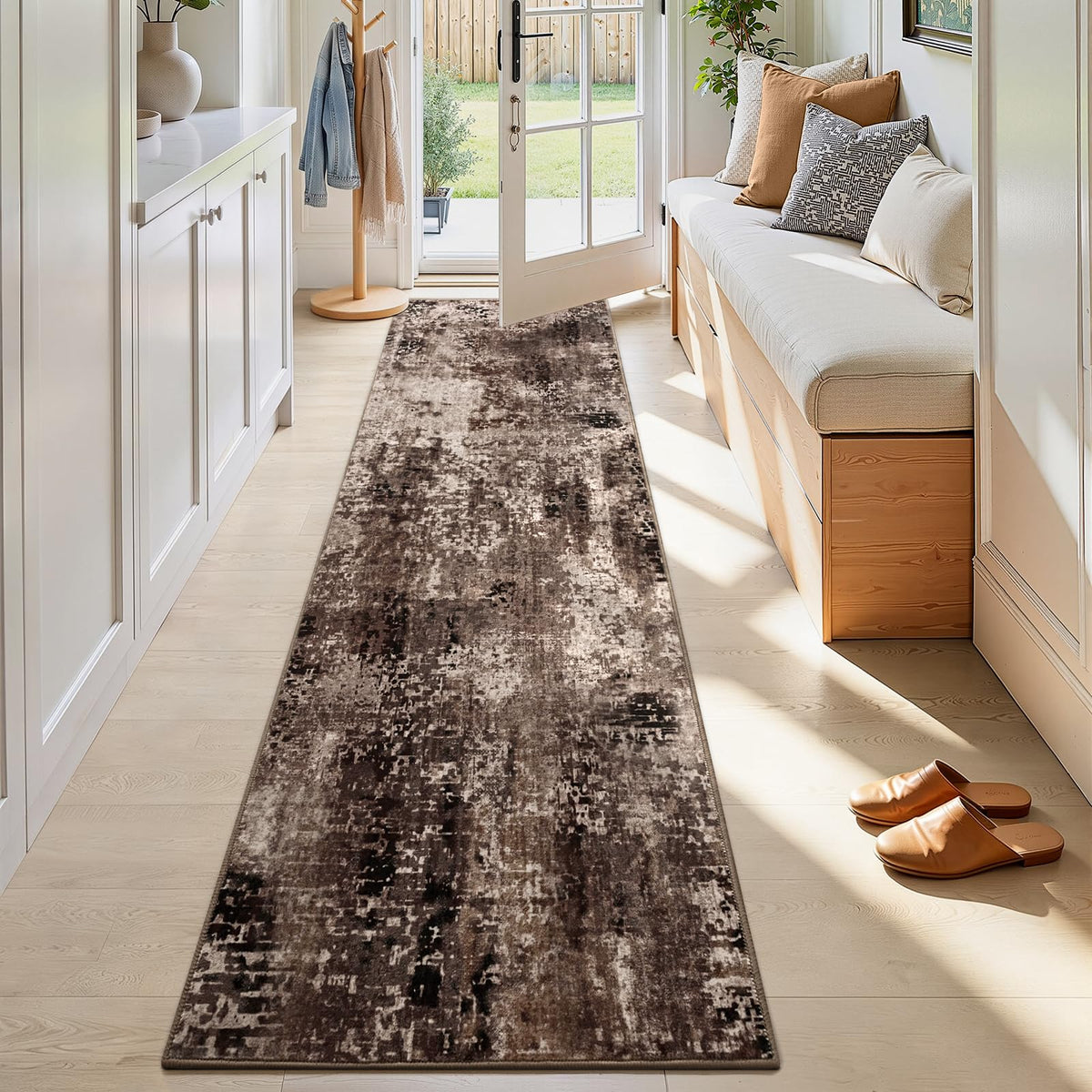 Entrance Rugs Indoor 2x3 Grey Entry Rug Washable Abstract Small Area Rug Non-Slip Low Pile Throw Rugs for Entryway, Kitchen Floor, Front Door Indoor Door Mat, Bathroom, Bedroom Bedside