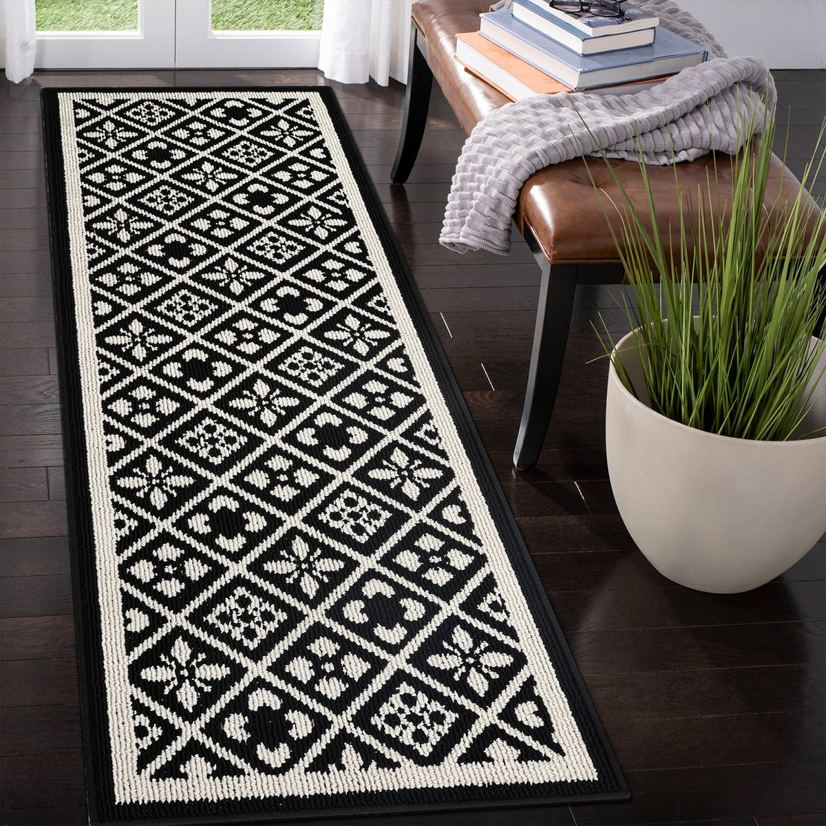 Ileading Fall Indoor Door Mat Washable Orange Muddy Rugs for Dogs 2x3ft
