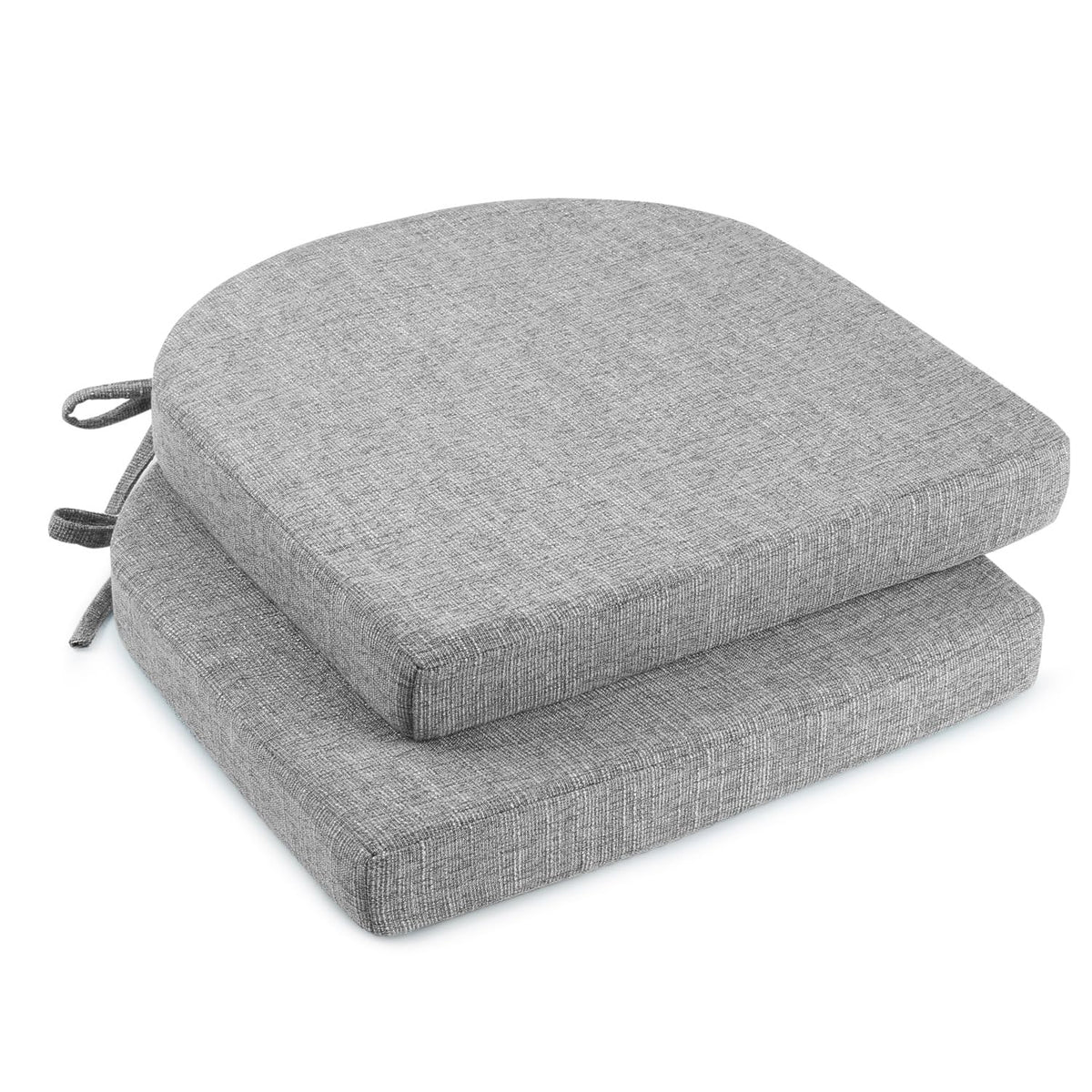 downluxe Indoor Chair Cushions for Dining Chairs, Soft and Comfortable Textured Foam Kitchen Chair Pads with Ties and Non-Slip Backing, 16" x 16" x 2", Brown, 4 Pack