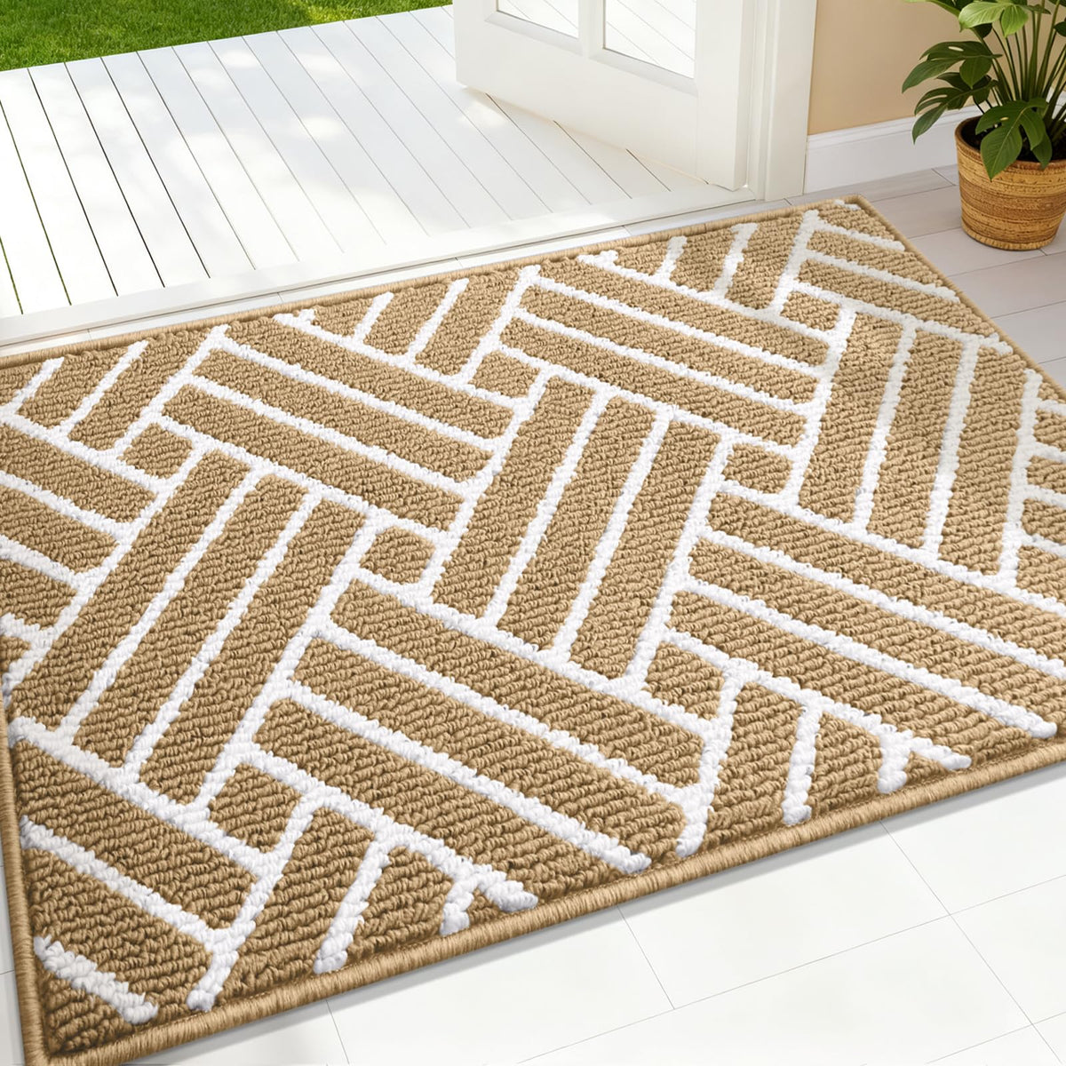 OLANLY Indoor Door Mat 32x20, Low-Profile Dirt Resistant Doormat, Grey