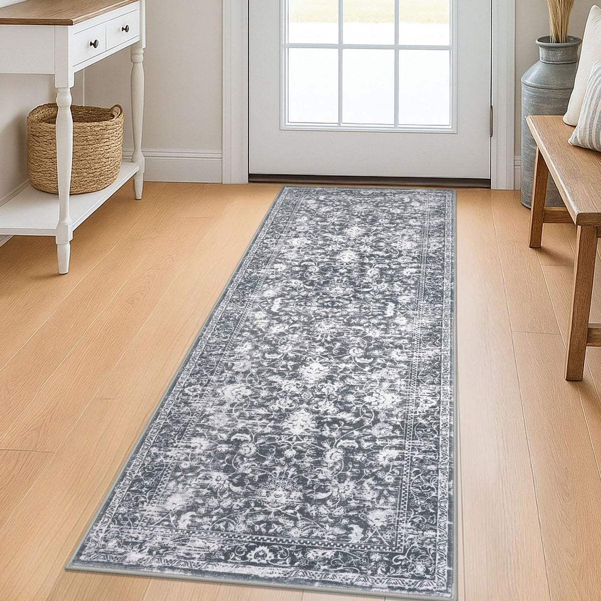 KILOCOCO 2x3 Washable Rug Small Entryway Rugs Indoor Door Mat, Blue/Navy