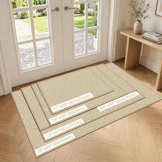 LEKEEPGO Door Mat 24"x36", Non Slip Washable Indoor Door Mat, Khaki