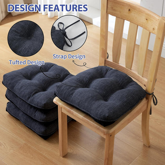IPYNBAP Chair Cushions for Dining Chairs Set of 4, 15.5"x15.5"x4", Navy