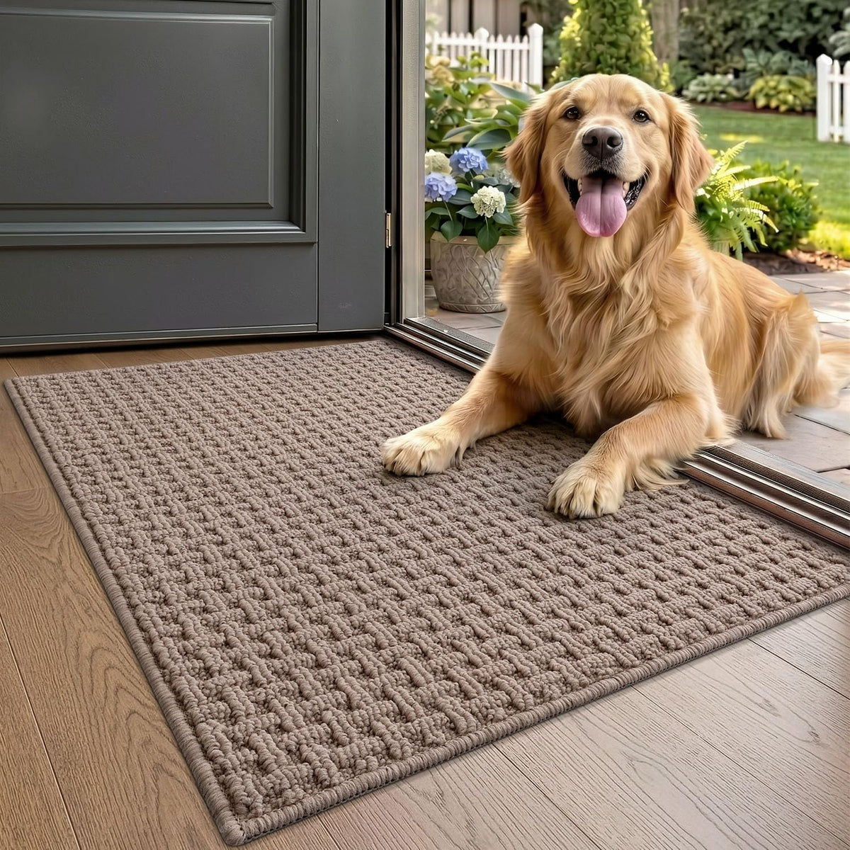 LUMI Washable Indoor Door Mat for Entryway 24x36, Entrance Mat, Taupe