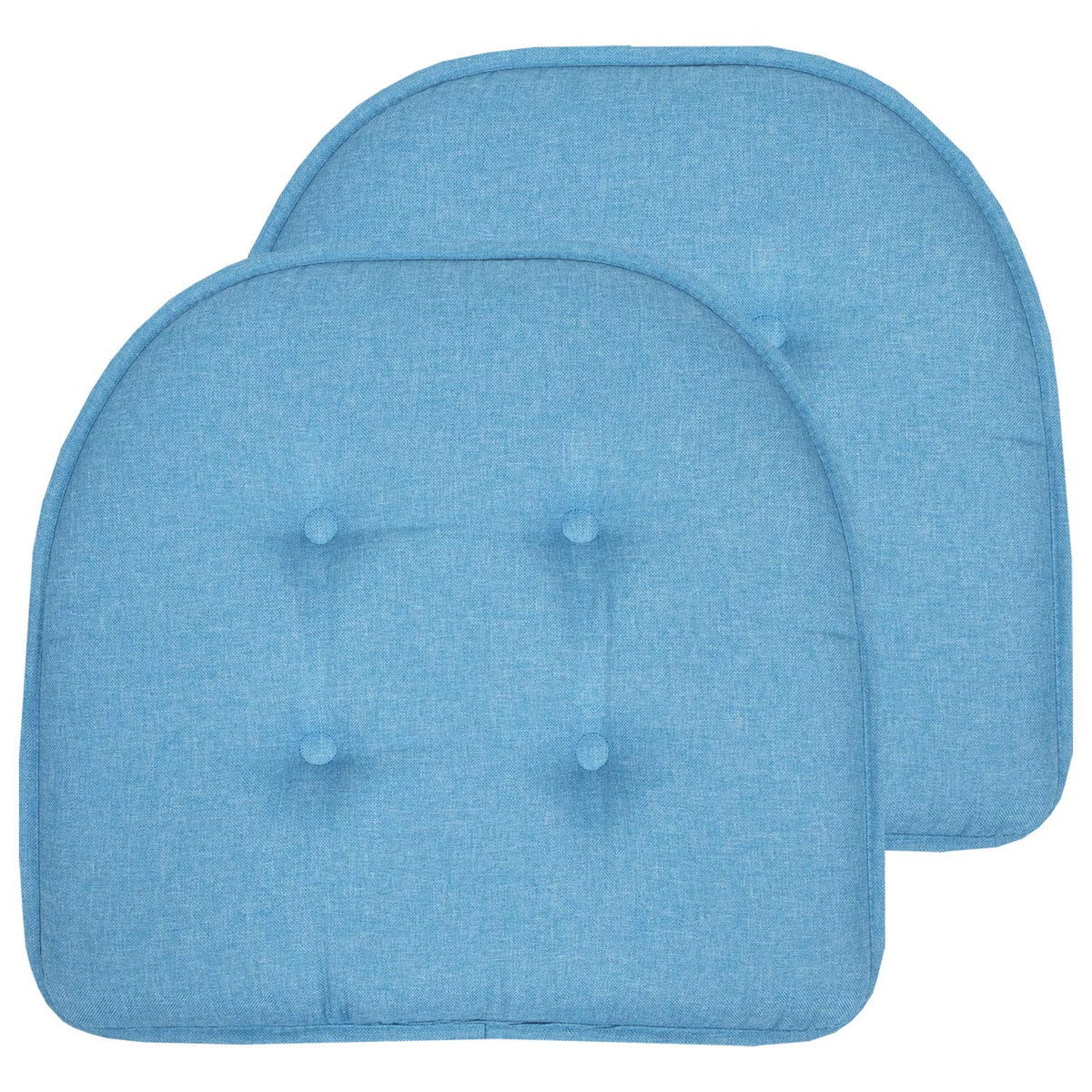 Sweet Home Collection Chair Cushion Memory Foam Pads Tufted Slip Non Skid Rubber Back U-Shaped 17" x 16" Seat Cover, 4 Count (Pack of 1), Army Green
