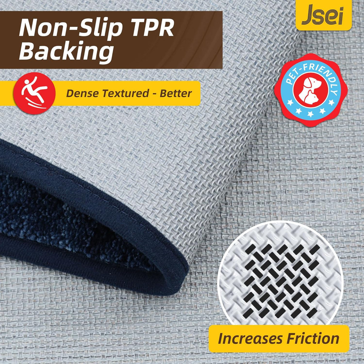 JSEI Dirt Trapper Door Mat 20"x32", Non-Slip Doormat, Blue